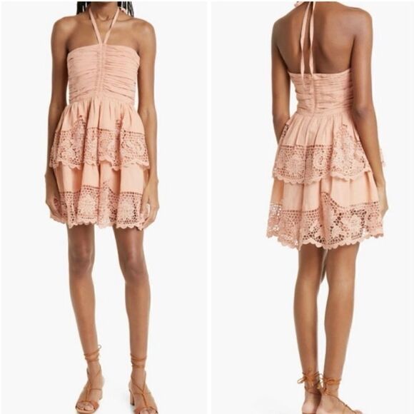 Ulla Johnson Savannah Women’s peach Lace Sleeveless Mini Dress Size 6 - Picture 10 of 10